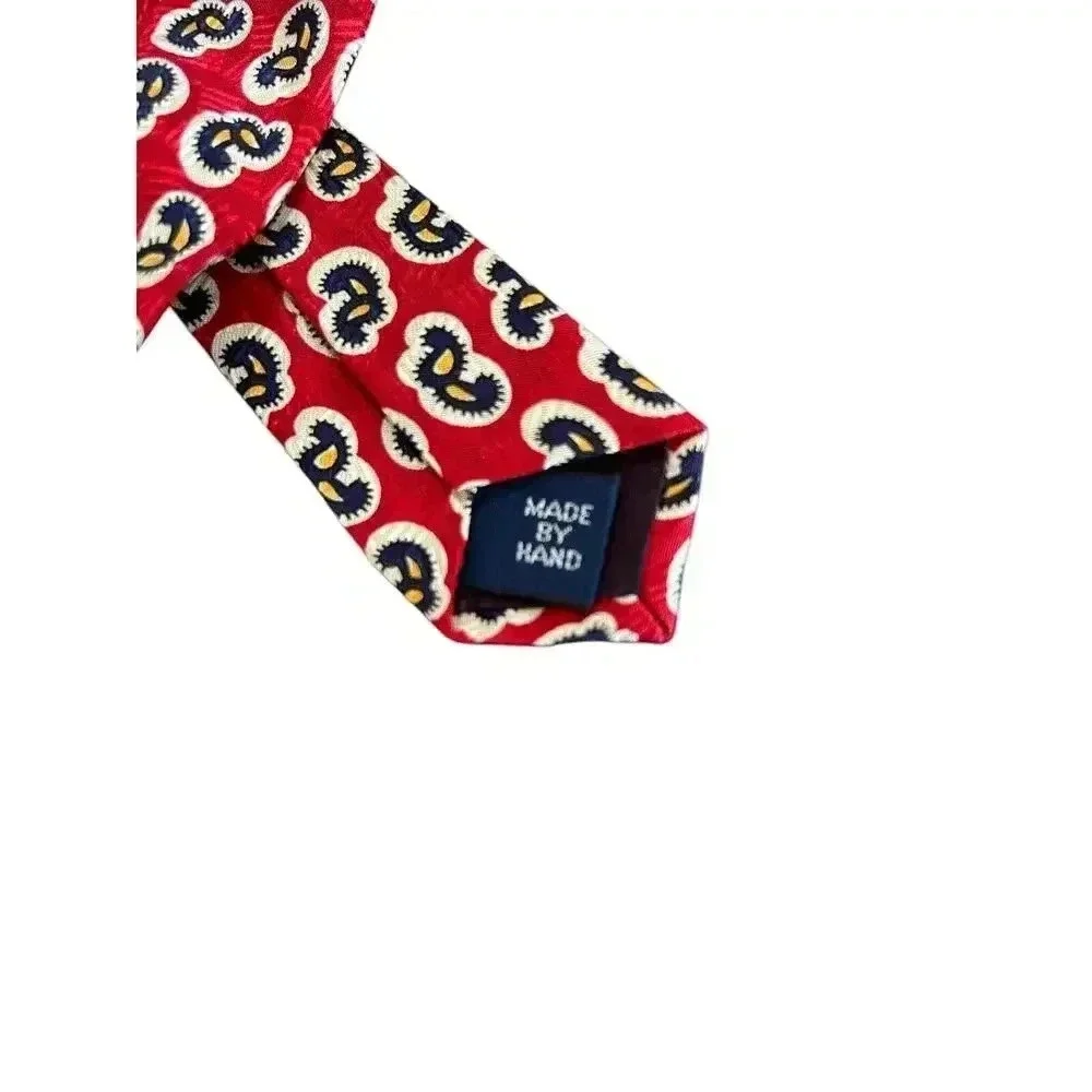 Polo By Ralph Lauren Silk Necktie Red With Blue 0range Beige Design 3 3/4” X 50”